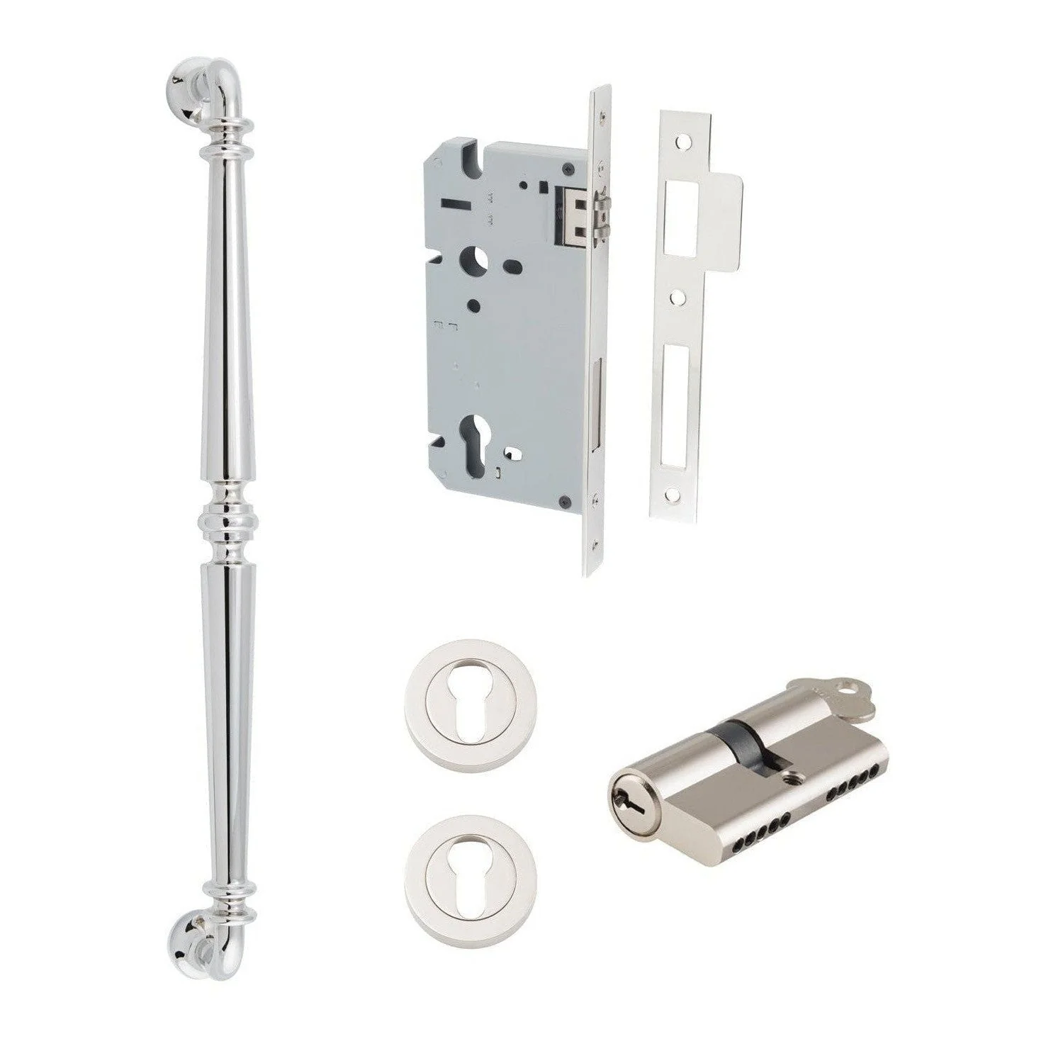 Iver Pull Handle Sarlat Polished Nickel L485mm Entrance Kit