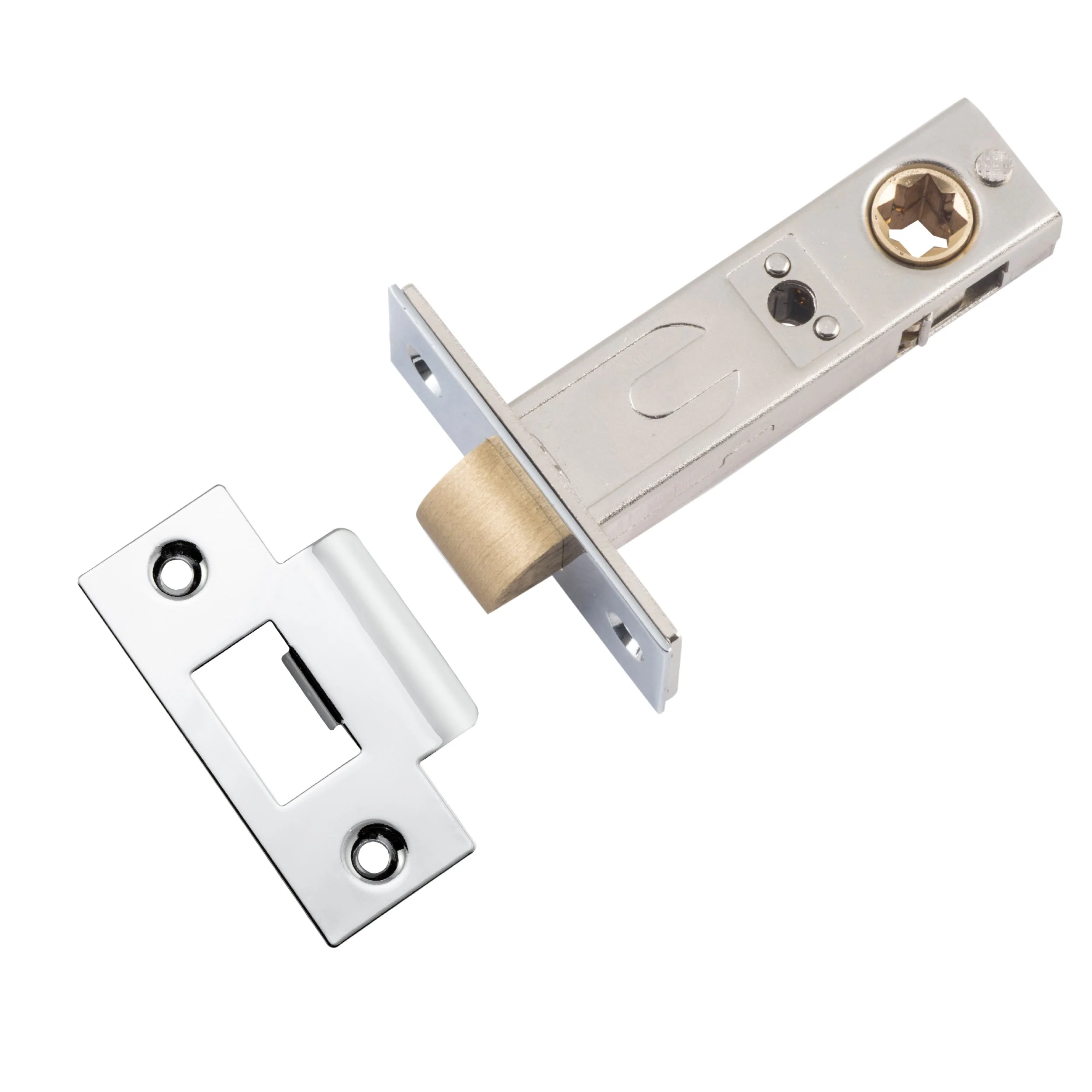 Iver Tube Latch Split Cam Hard Sprung 'T' Striker Polished Chrome Backset 60mm