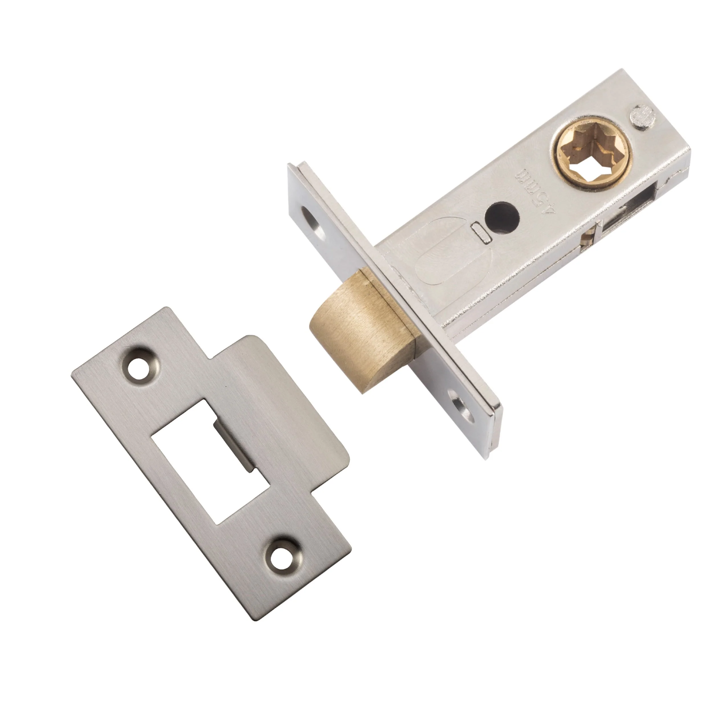 Iver Tube Latch Split Cam Hard Sprung 'T' Striker Satin Nickel Backset 45mm