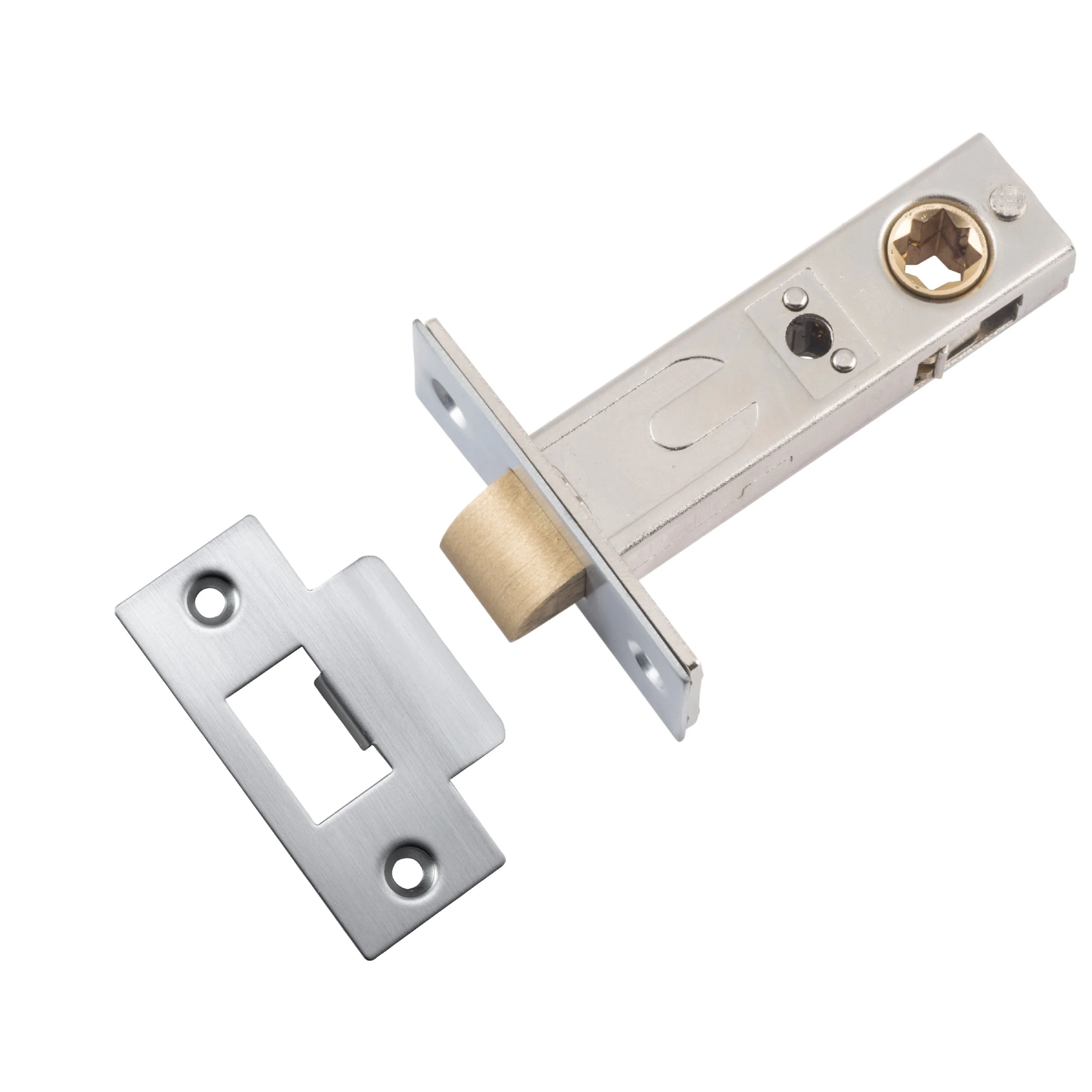 Iver Tube Latch Split Cam 'T' Striker Brushed Chrome Backset 60mm