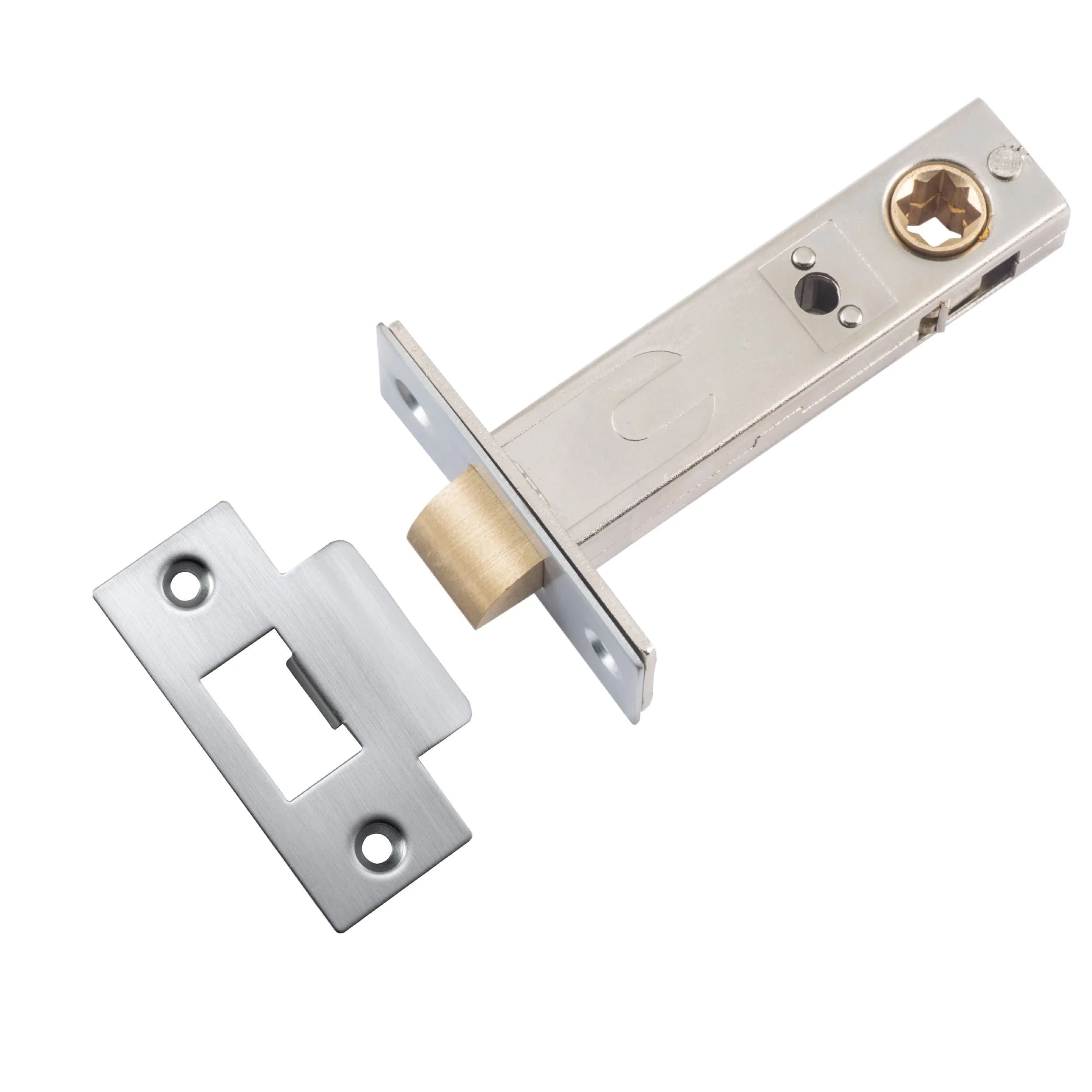 Iver Tube Latch Split Cam 'T' Striker Brushed Chrome Backset 70mm