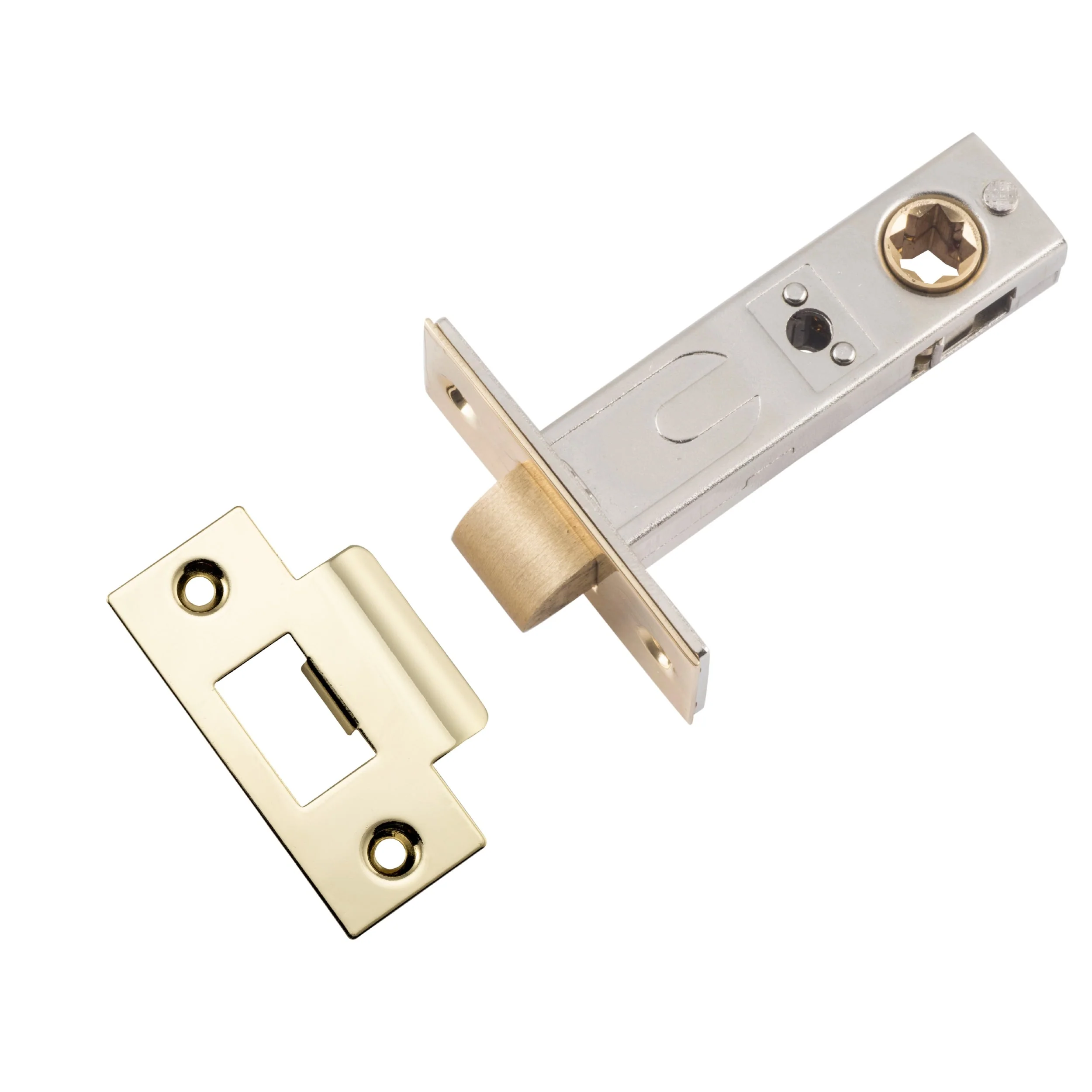 Iver Tube Latch Split Cam 'T' Striker Polished Brass Backset 60mm