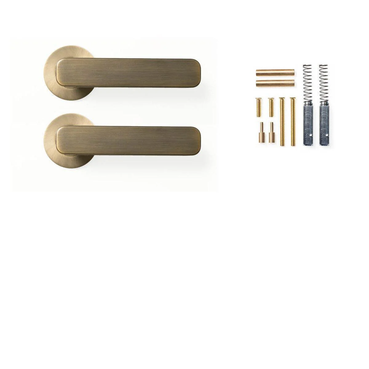 Momo Aspen Door Handle Set Dark Brushed Brass