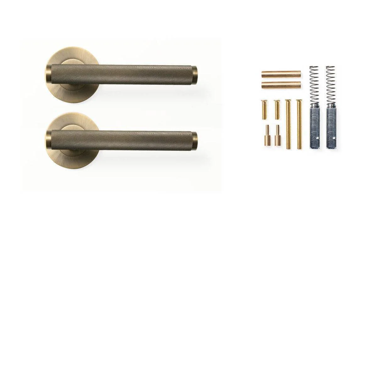 Momo Bellevue Knurled Door Handle Set Dark Brushed Brass