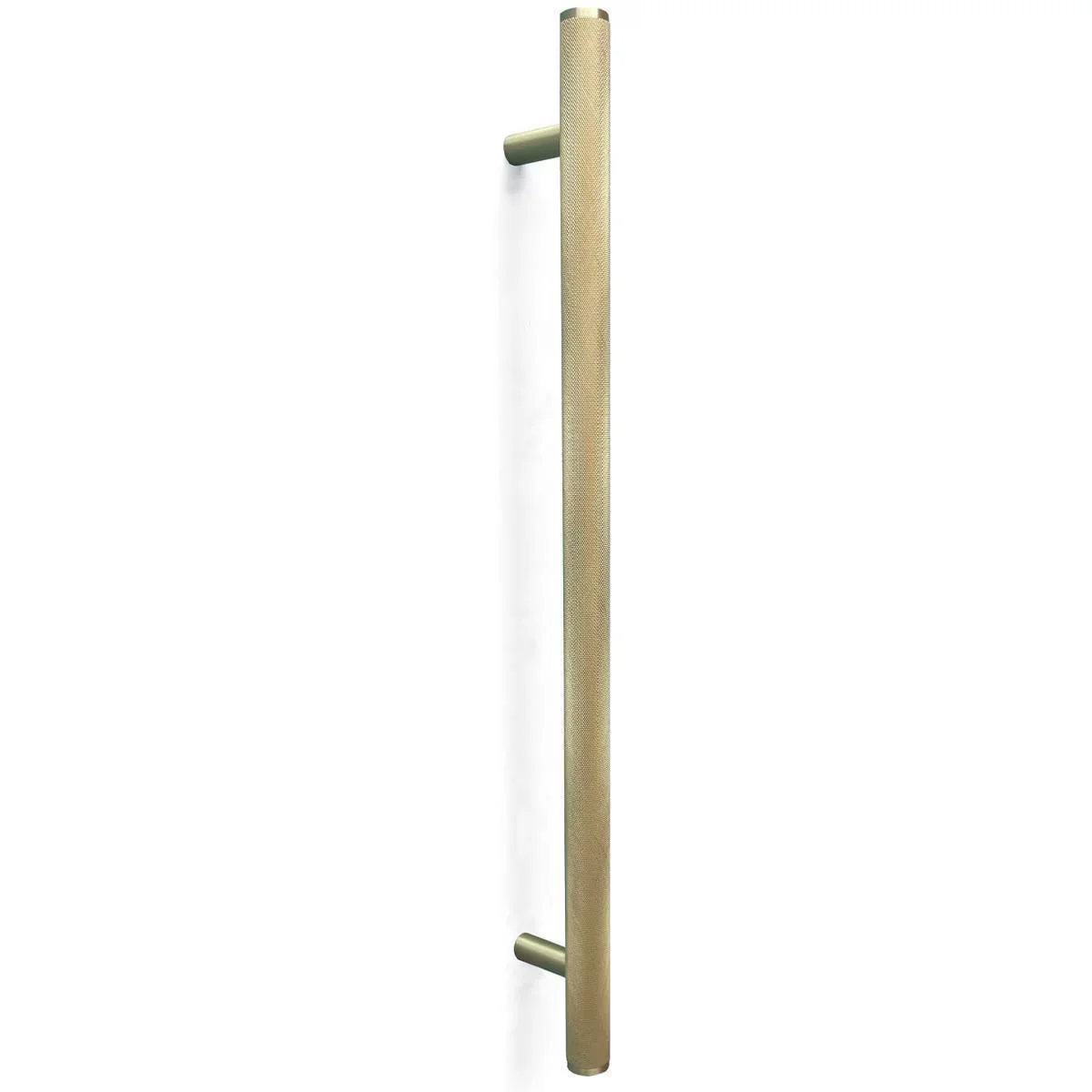 Momo Bellevue Knurled Entry Door Pull Handle Brushed Satin Brass - Image 2
