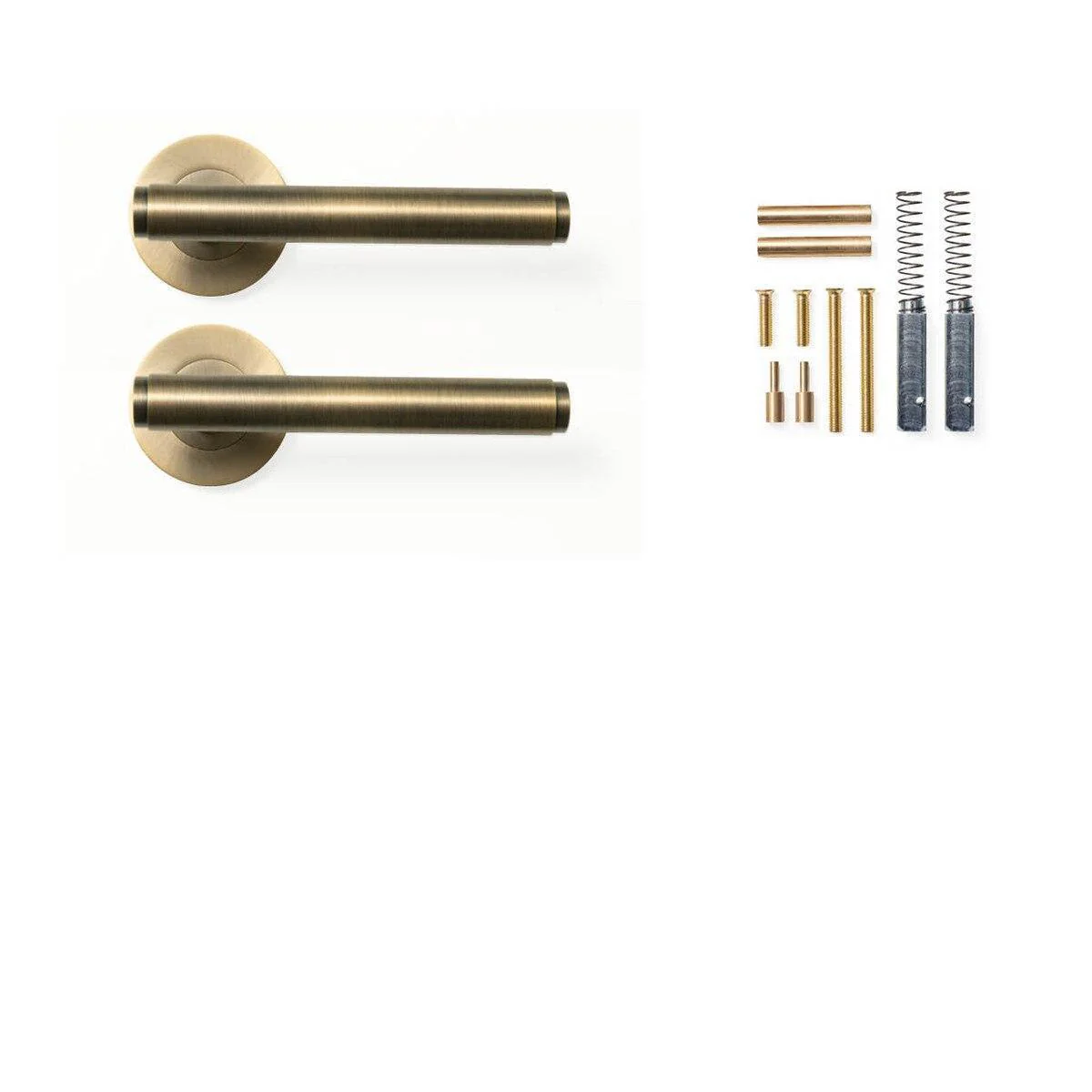 Momo Bellevue Plain Door Handle Set Dark Brushed Brass