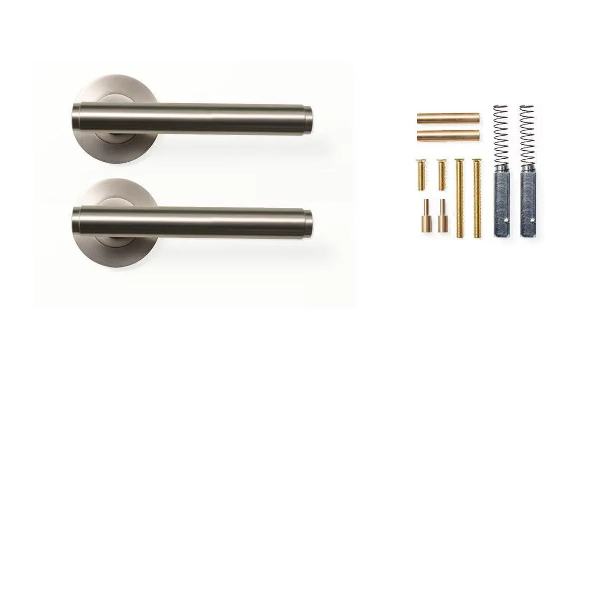 Momo Bellevue Plain Door Handle Set Dull Brushed Nickel