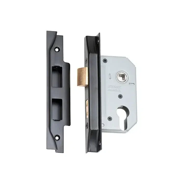 Tradco Mortice Lock Euro Rebated Matt Black CTC47.5mm Backset 46mm