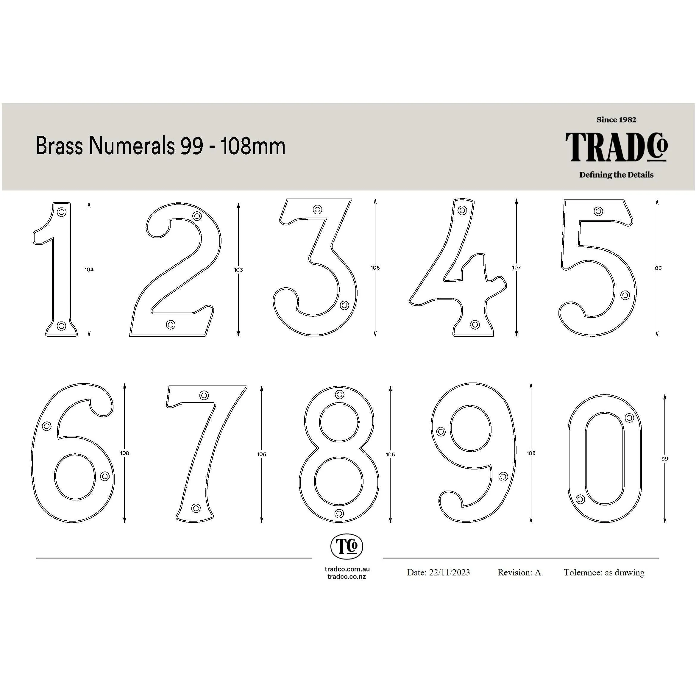 Tradco Numeral 5 Polished Brass H100mm - Image 2