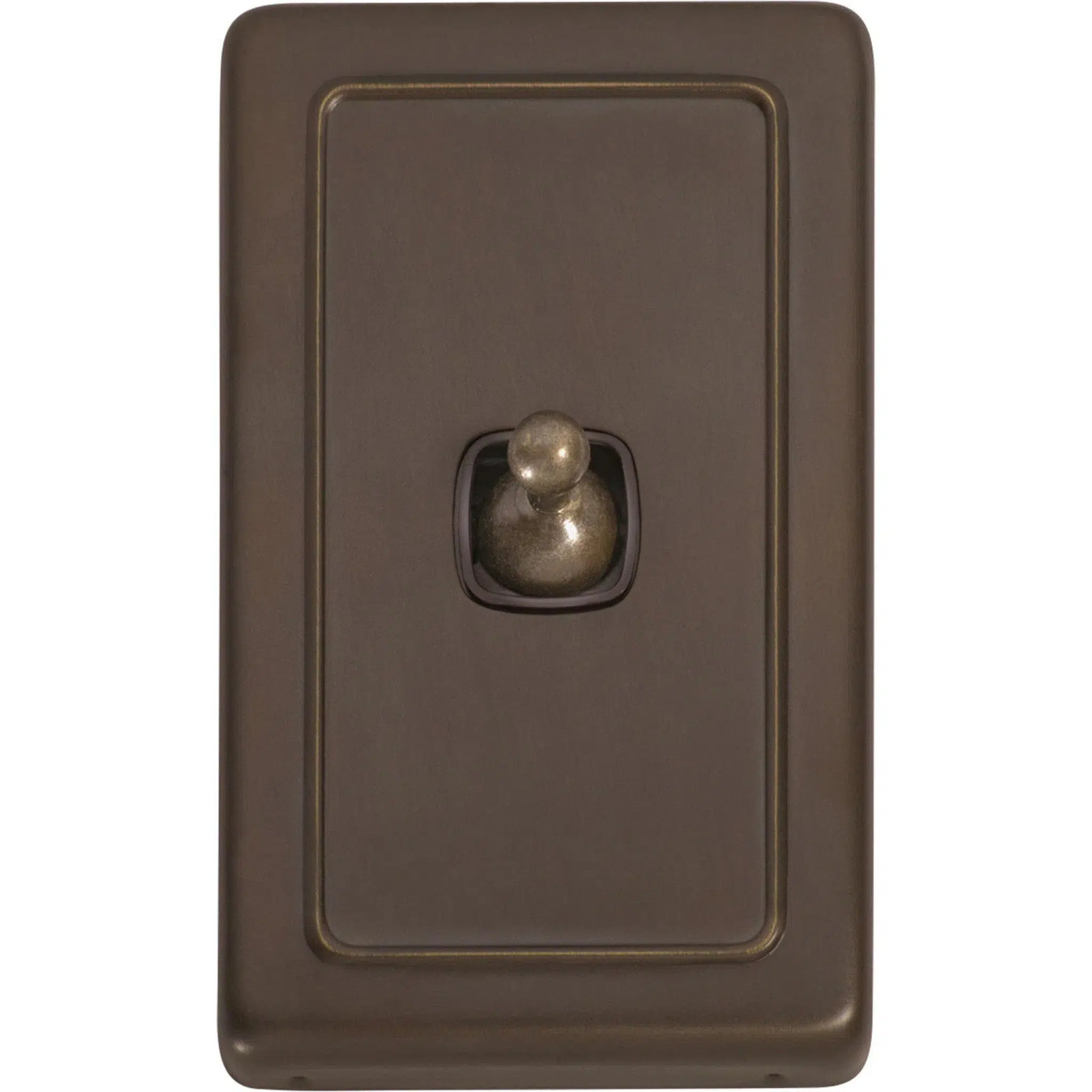 Tradco Switch Flat Plate Toggle 1 Gang Brown Antique Brass W72mm