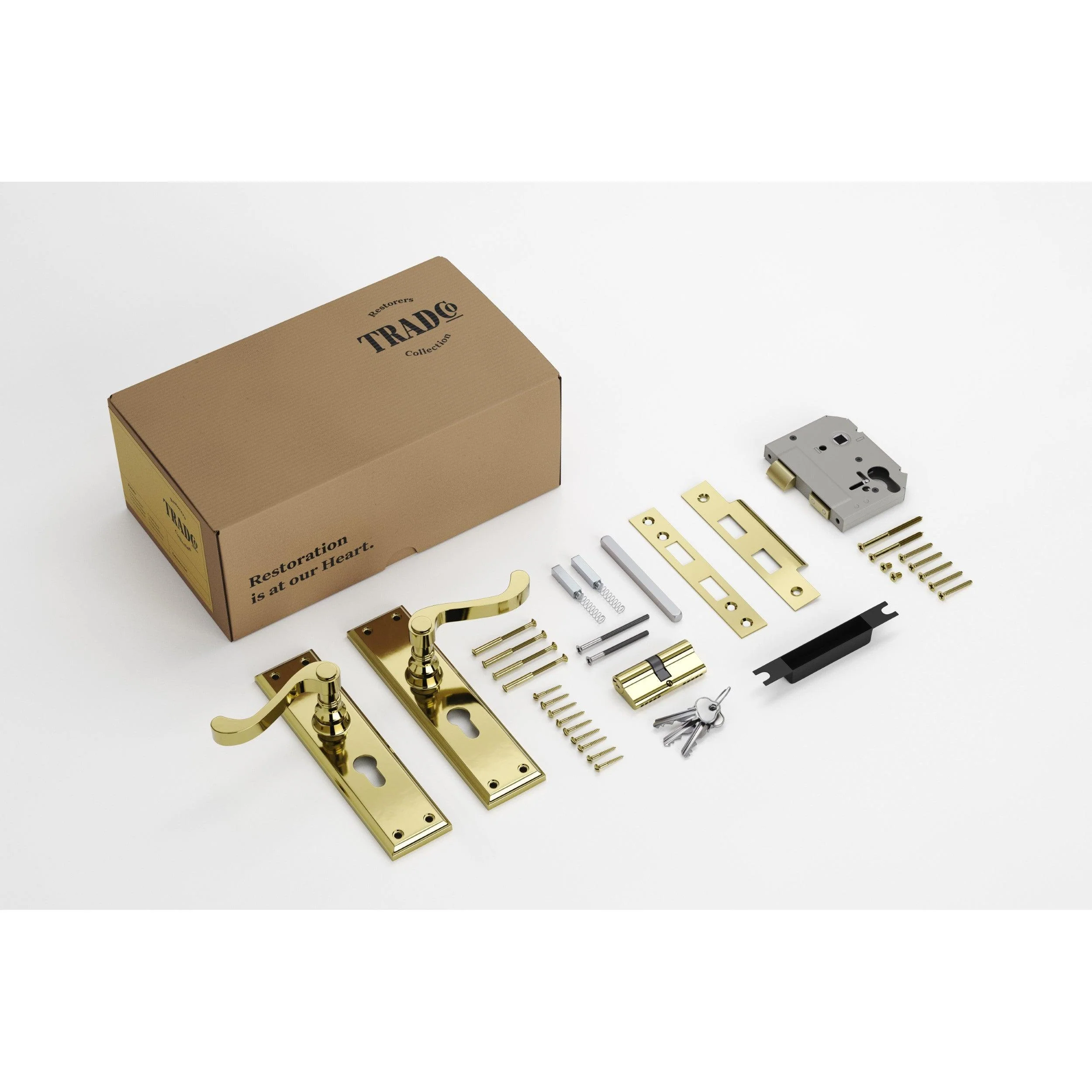 Tradco Door Handle Milton Polished Brass Key/Key Entrance Set - Image 2