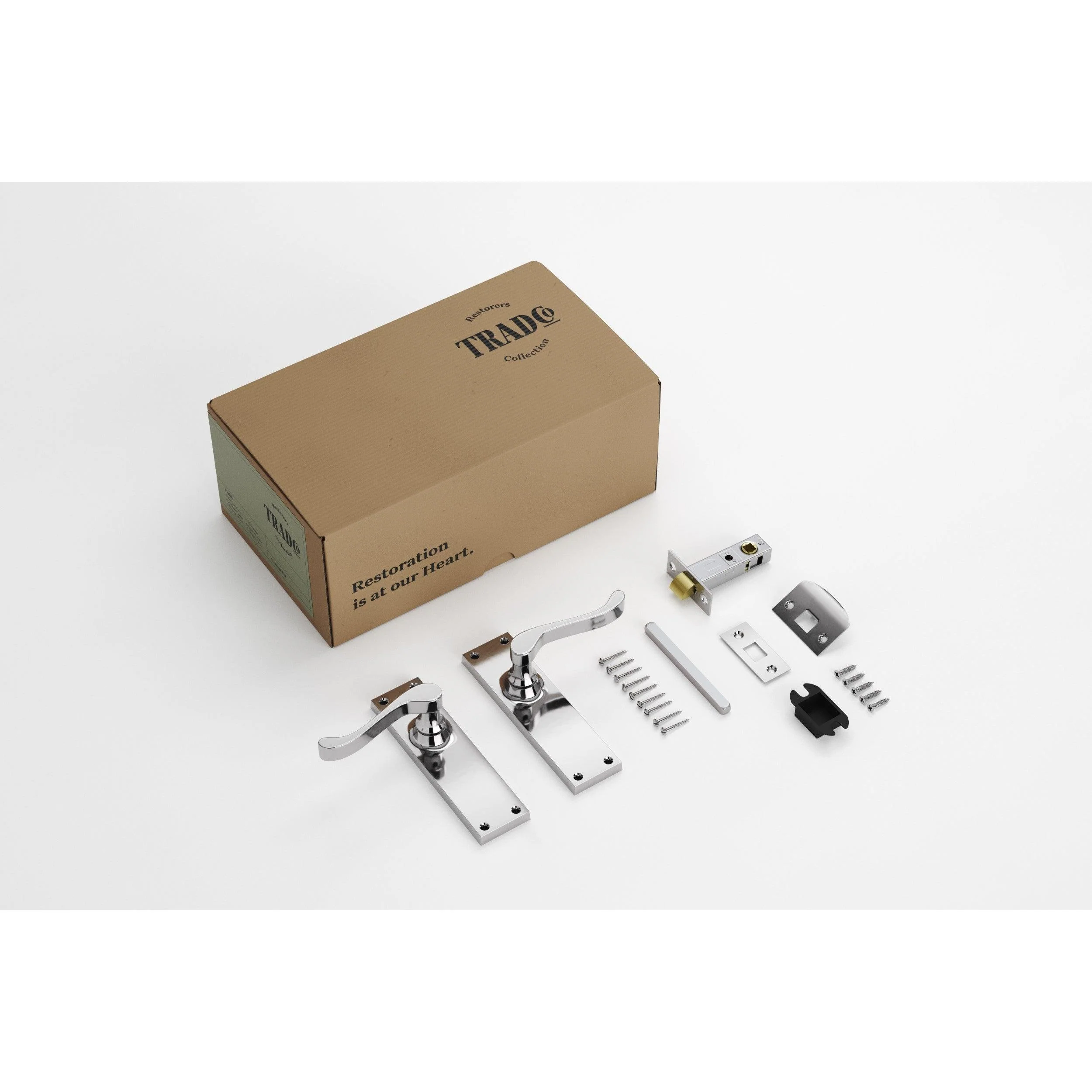 Tradco Door Handle Victorian Chrome Plated Passage Set - Image 2