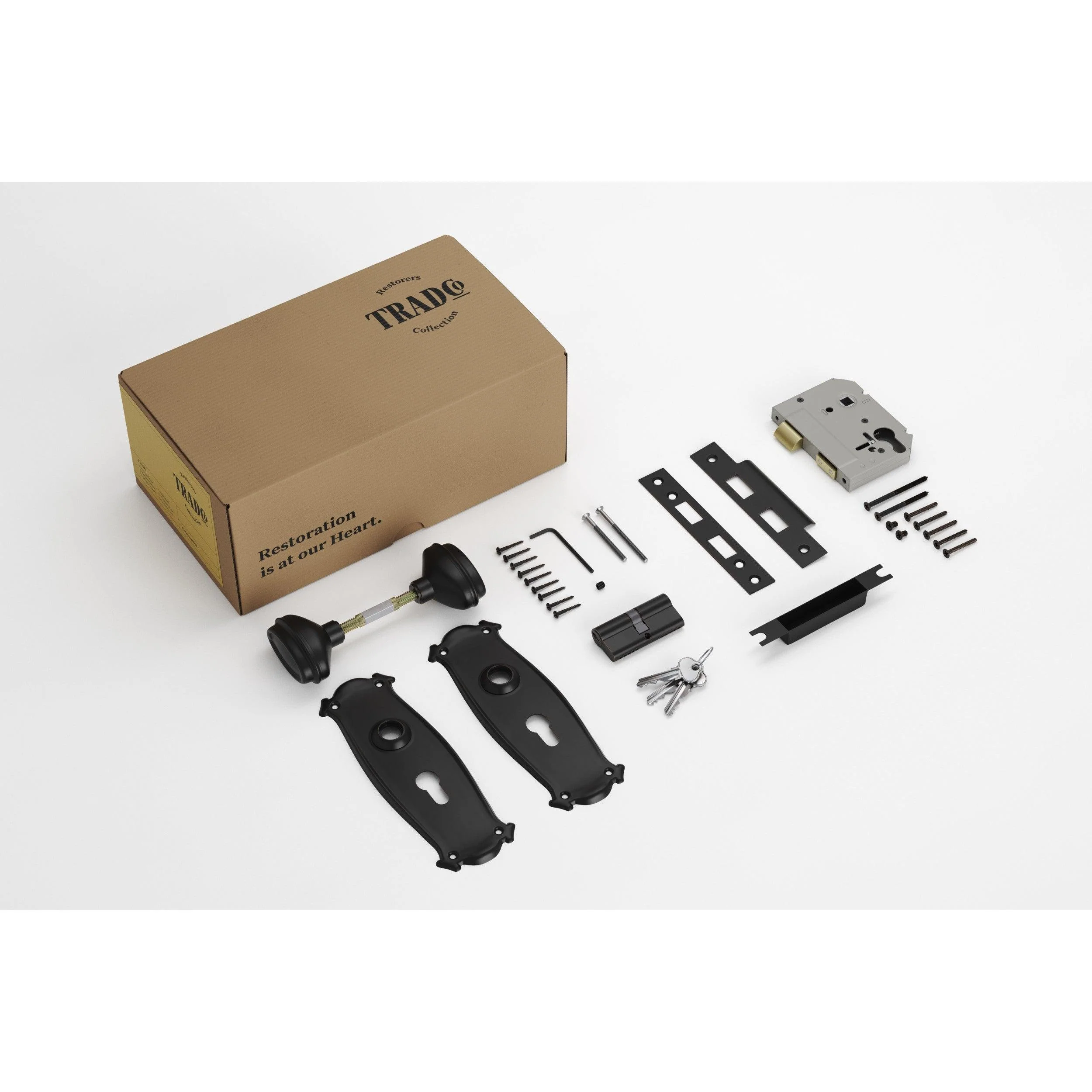 Tradco Door Knob Bungalow Matt Black Key/Key Entrance Set - Image 2