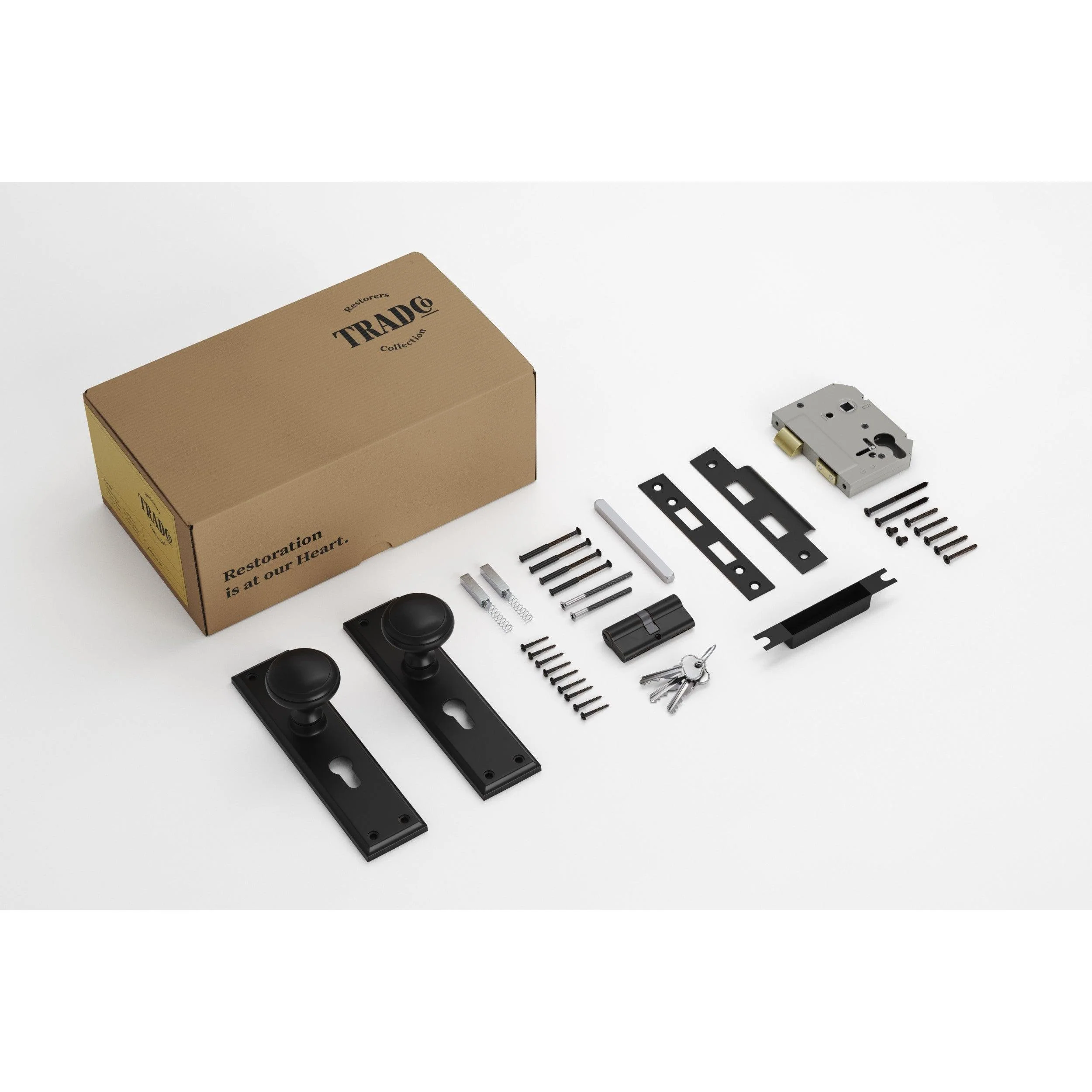 Tradco Door Knob Milton Matt Black Key/Key Entrance Set - Image 2