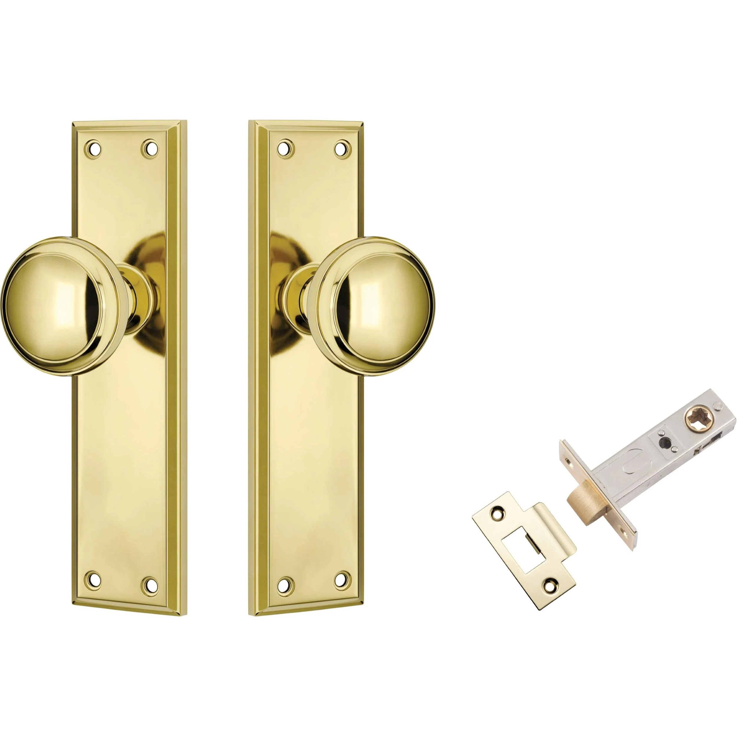 Tradco Door Knob Milton Polished Brass Passage Set