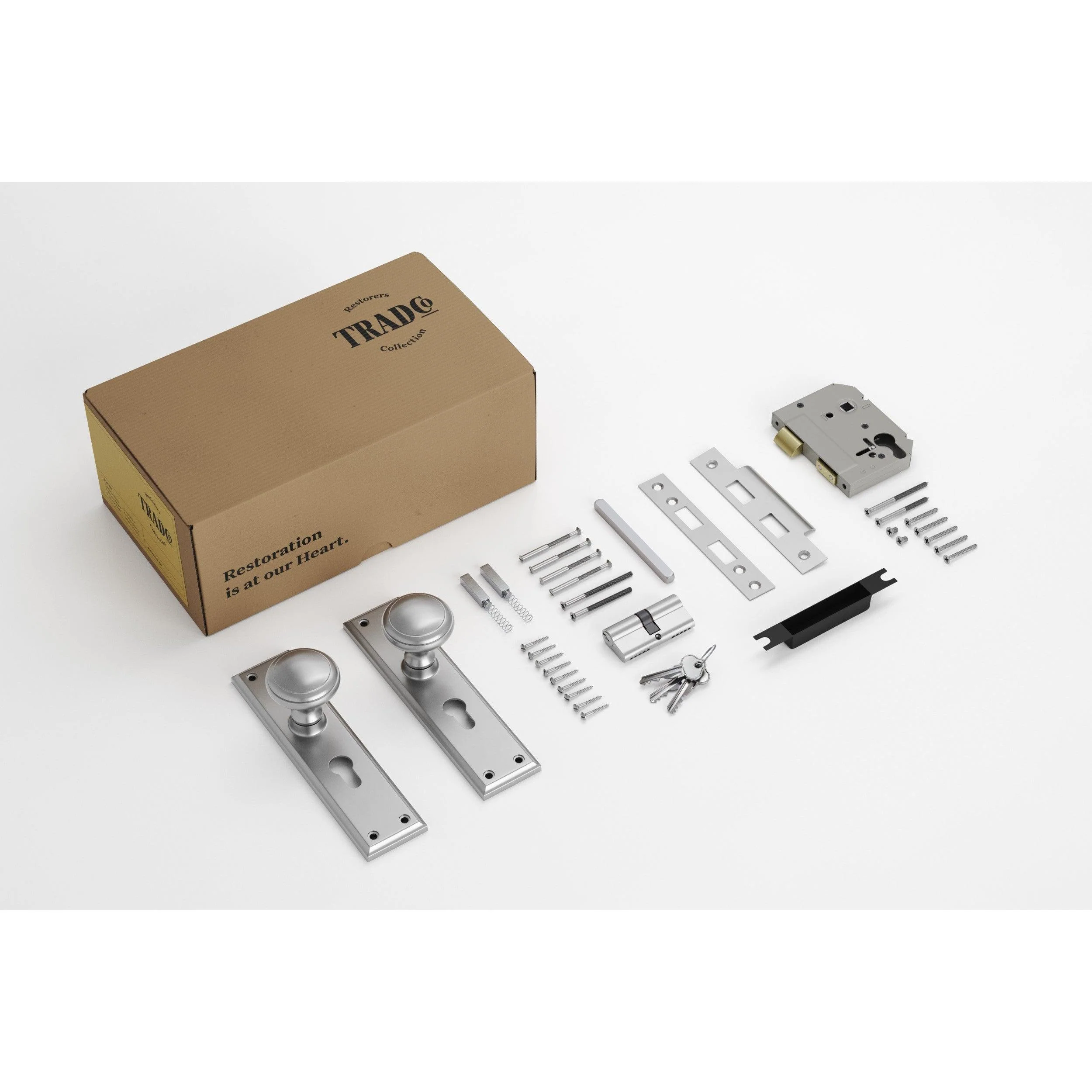 Tradco Door Knob Milton Satin Chrome Key/Key Entrance Set - Image 2