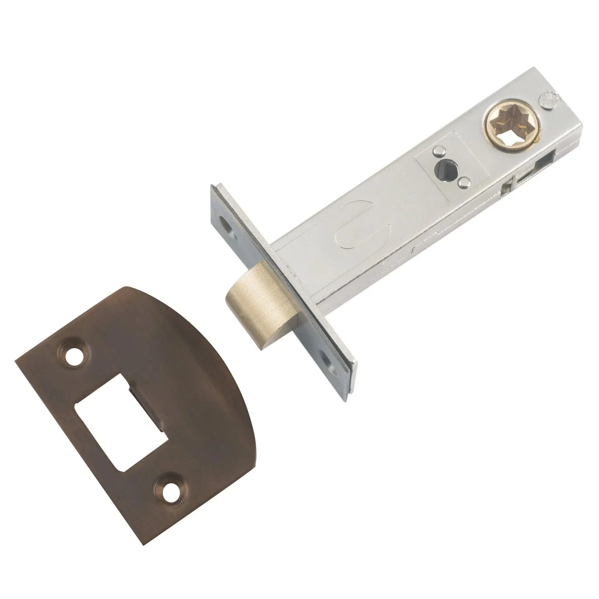 Tradco Tube Latch Split Cam Antique Brass Backset 70mm